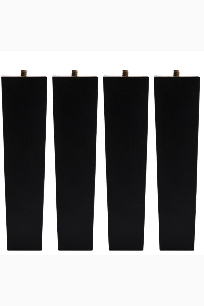 4Pcs 20cm H Black Square Straight Oak Furniture Replacement Legs with Flat Corner Galvanized Fixed Iron Plates