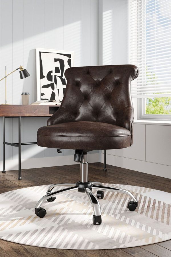 PU Leather Buttoned Swivel Office Chair | Bed Sava