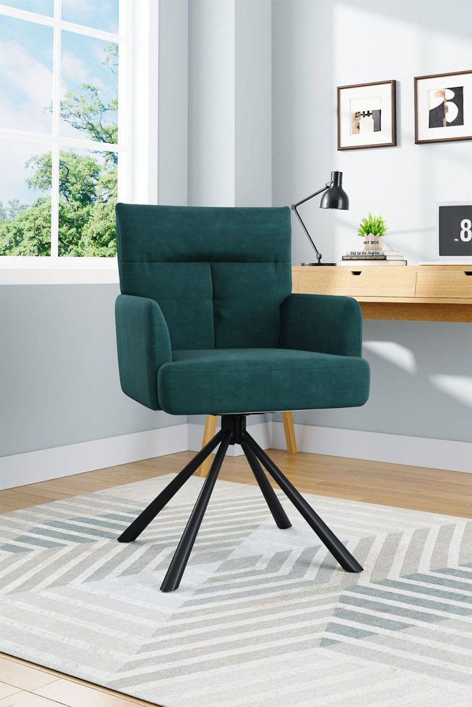 Green Modern Frosted Velvet Swivel Armchair