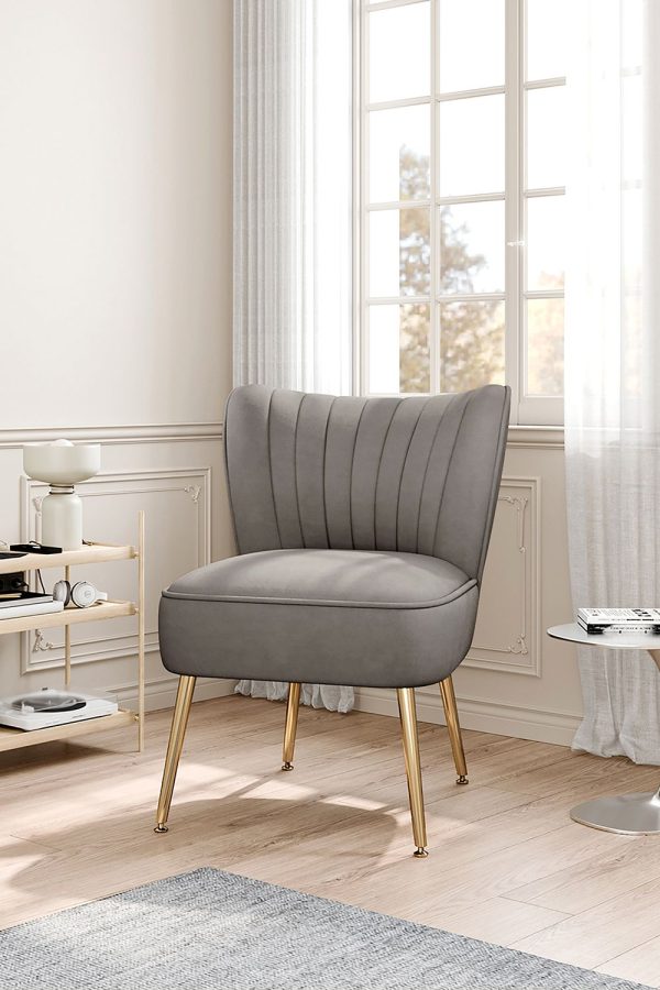 Modern Wingback Armless Accent Chair with Gold Metal Legs | Bed Sava