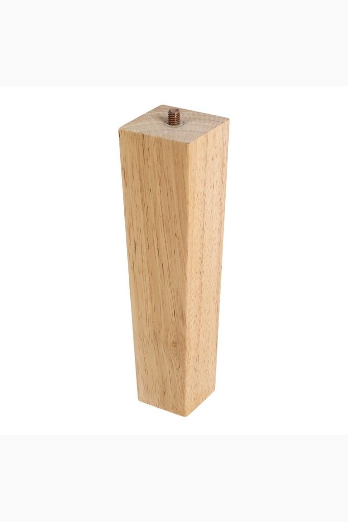 4Pcs 20cm H Natural Square Straight Oak Furniture Replacement Legs with Flat Corner Galvanized Fixed Iron Plates