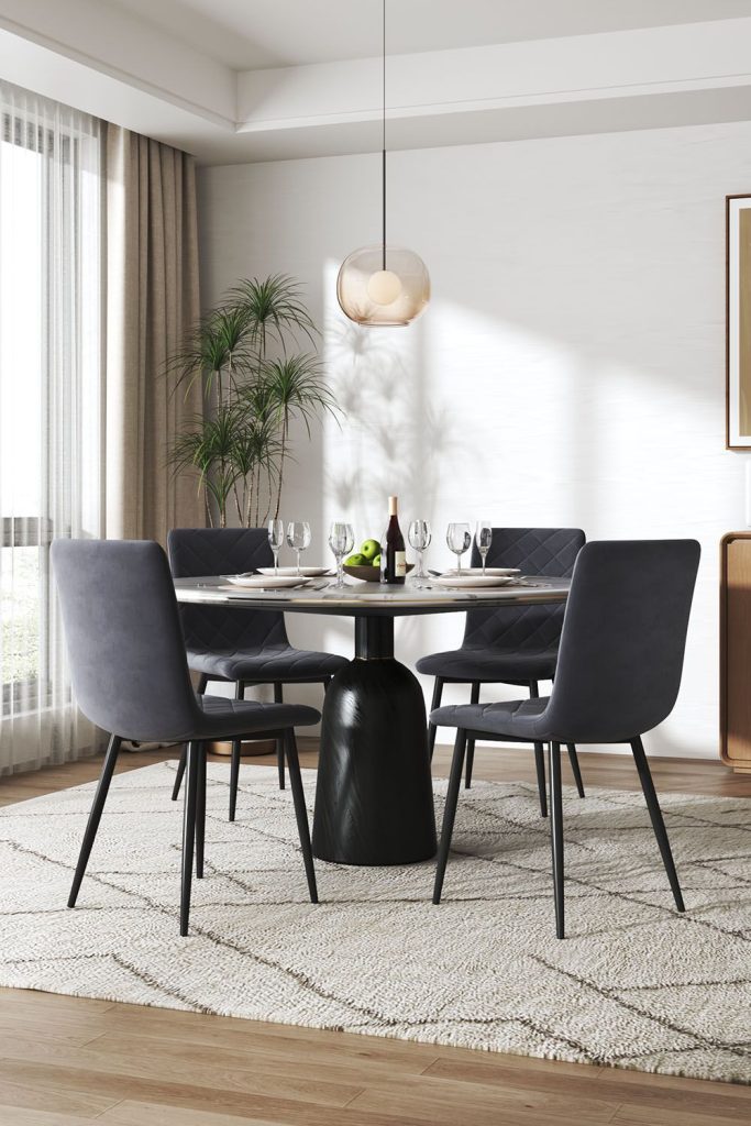 4Pcs Modern Velvet Upholstered Diamond Armless Dining Chairs