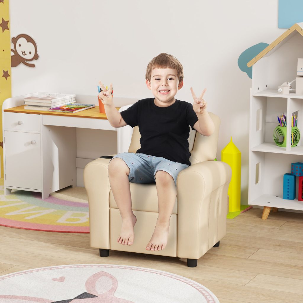 HOMCOM Kids Recliner Chair with Adjustable Backrest & Footrest