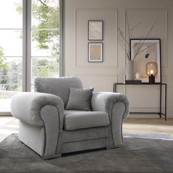 Verona Armchair in Light Grey Crushed Chenille | Bed Sava