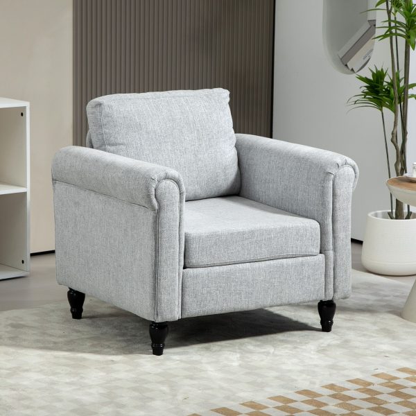 Upholstered Accent Chair for Living Room Vintage Armchair Rolled Arms | Bed Sava
