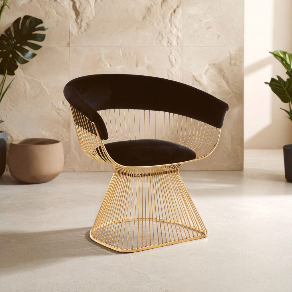 Elegant Black Velvet And Gold Finish Chair, Durable And Sturdy Dining Chair, Versatile Breakfast Room Chair