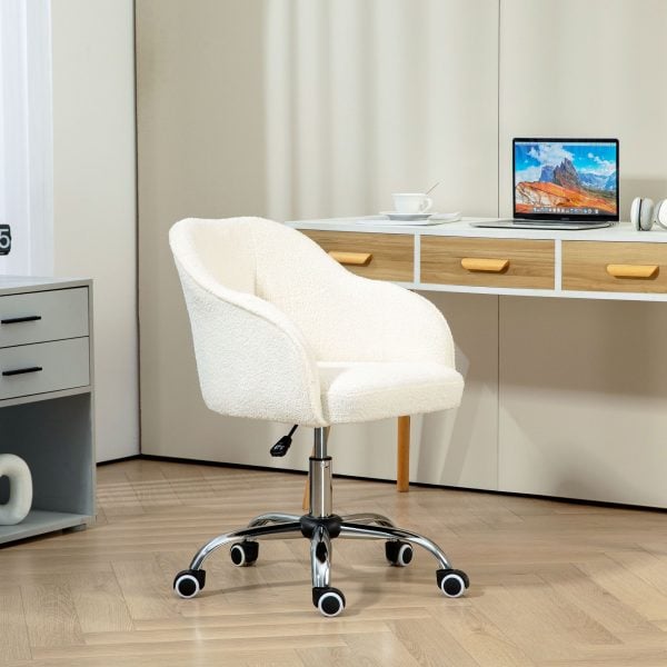 Fluffy Desk Chair for Home Study Bedroom Fabric Makeup Vanity Chair | Bed Sava