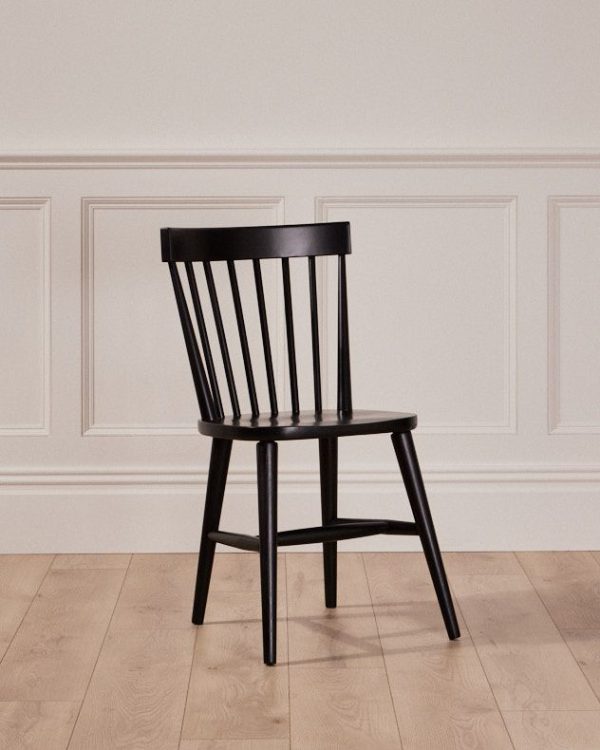 Set of 2 Harrogate Painted Spindle Back Kitchen Furniture Dining Room Chair  Black | Bed Sava