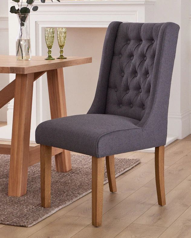 Cannes Button Back Kitchen Furniture Dining Room Chair - Charcoal