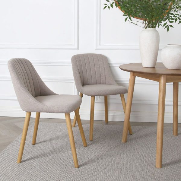 Emilia  Dining Chairs in Premium Textured Linen Set of 2 | Bed Sava