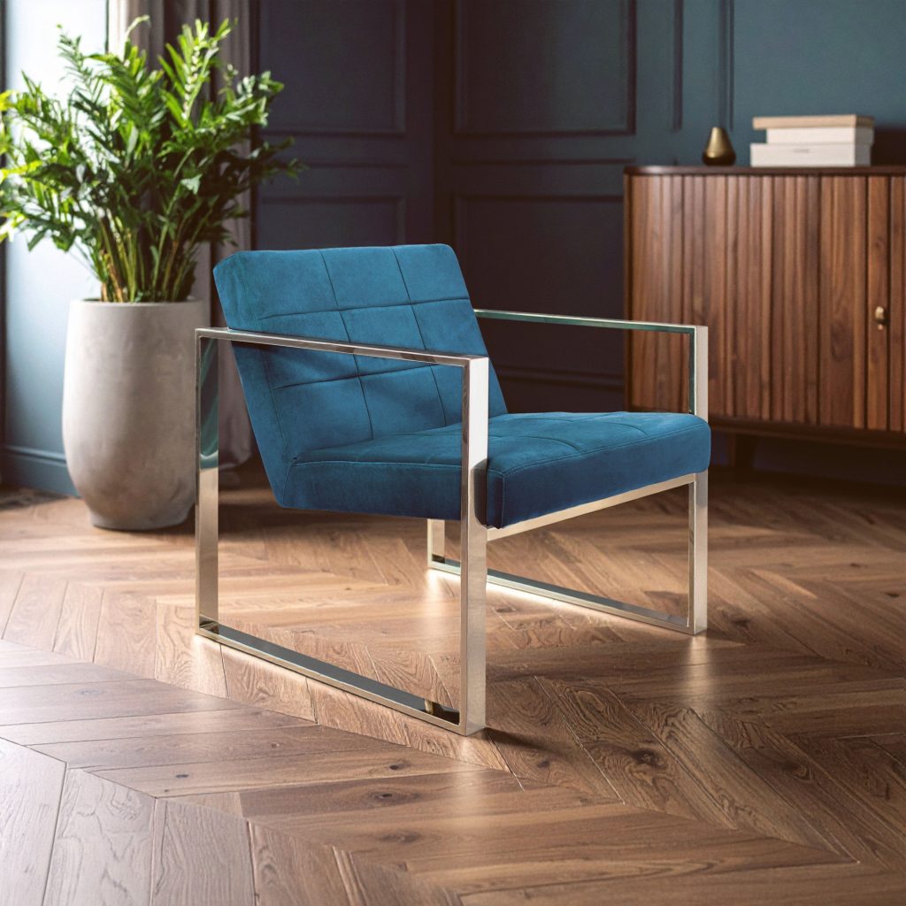 Velvet Cocktail Chair, Easy to Adjust Comfy Chair, Effortless Cleaning Small Chair