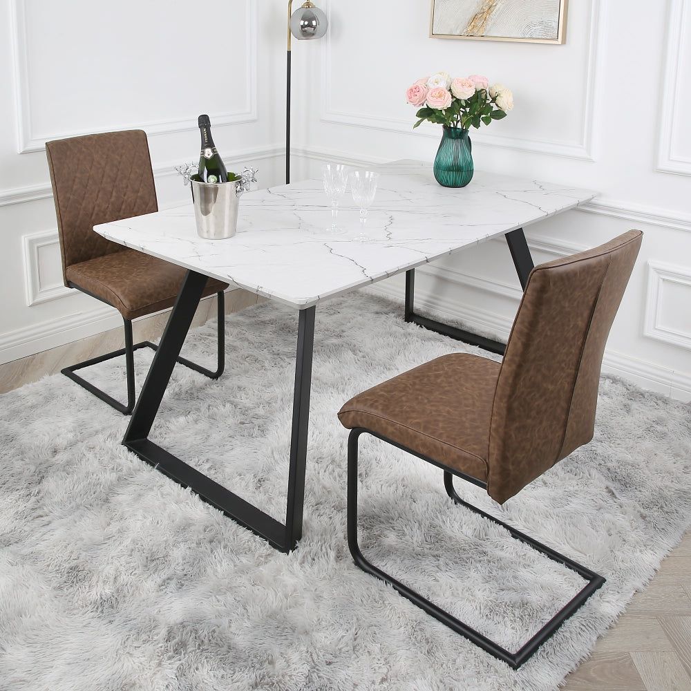 Nestor - Pair of Industrial Dining Chairs - (Brown)