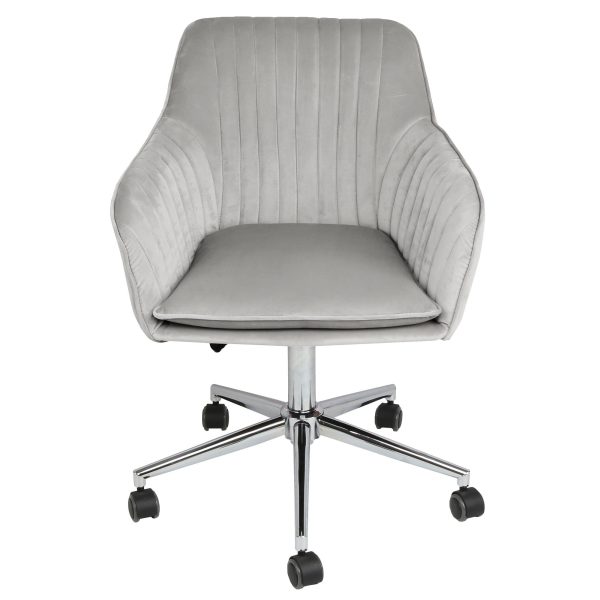 Briseis  Swivel Desk Chair in Velvet  Grey | Bed Sava
