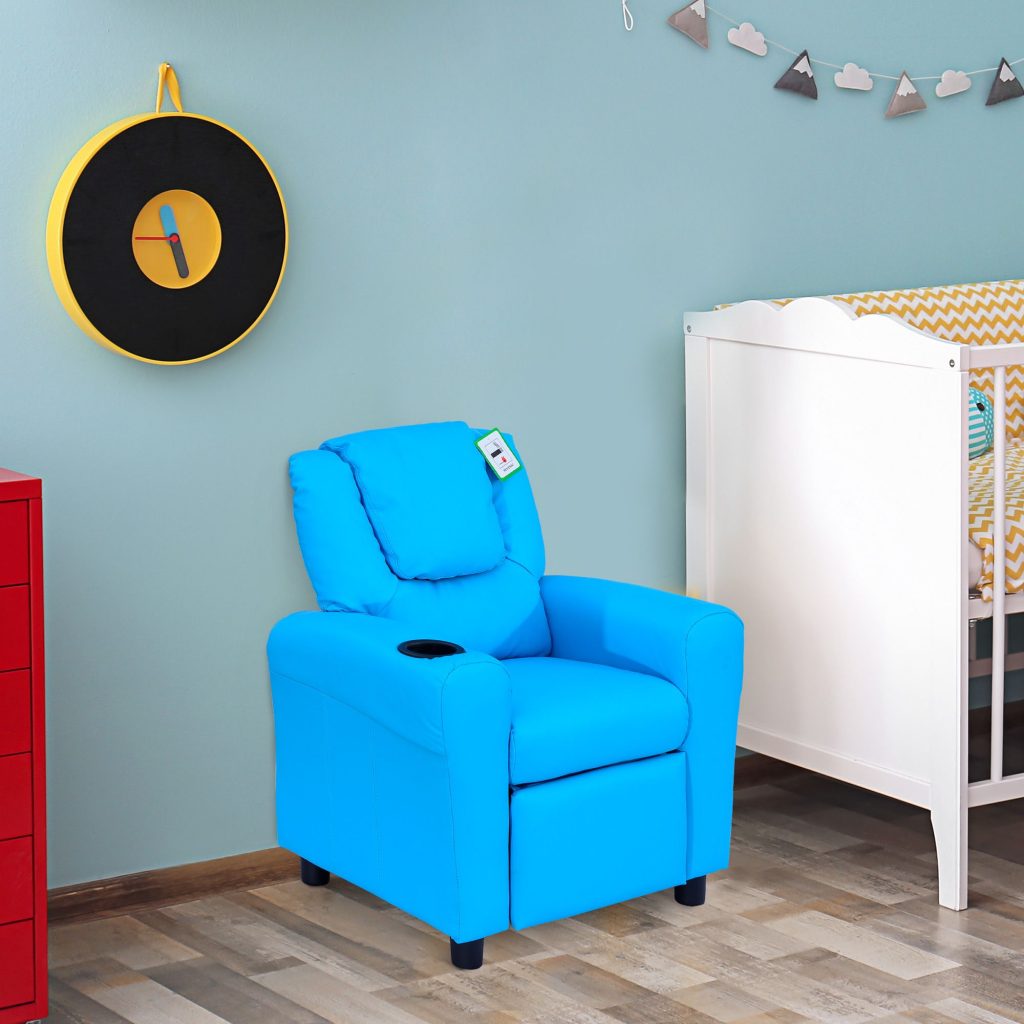 Kids Recliner Chair with Adjustable Backrest and Footrest, PU Leather