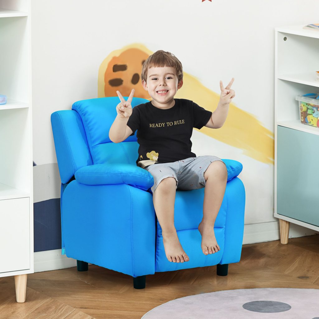 Kids Recliner Chair with Adjustable Backrest Footrest PU Leather Padded