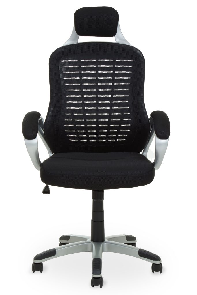 Comfortable Black And Silver Home Office Chair, Ergonomic Work From Home Chair, Movable Ergonomic Chair