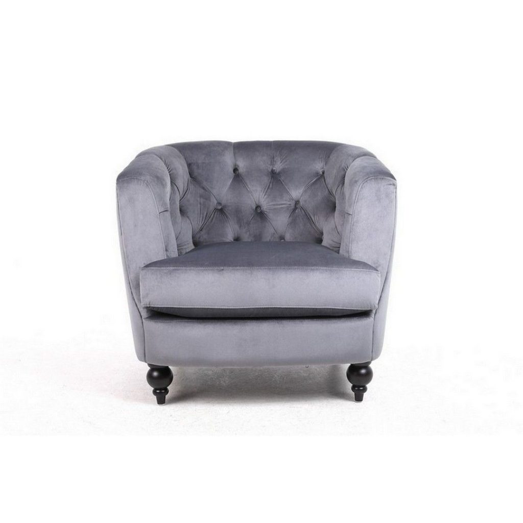 Armchair - Velvet - L86 x W75 x H74 cm - Light Grey