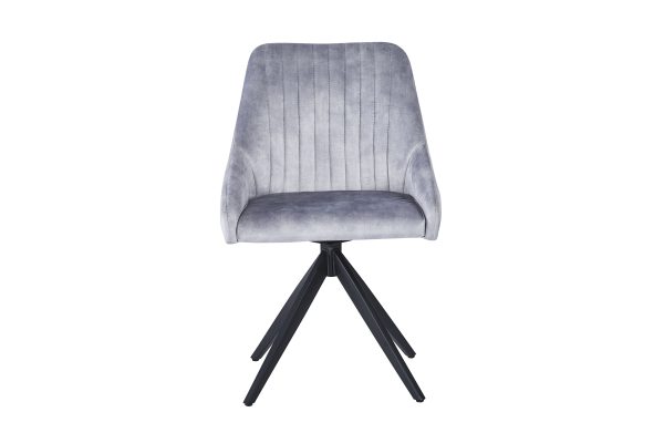 Milo Velvet Dining Chairs  Swivel Black Legs Pair | Bed Sava
