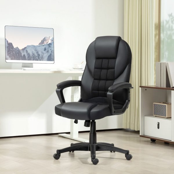 Executive Office Chair High Back Computer Chair with Armrests Black | Bed Sava