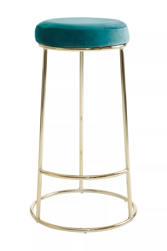 Modern Style Grey Velvet Tall Bar Stool, Stable Bar Stool For Breakfast, Robust Design Bar Stool For Kitchen