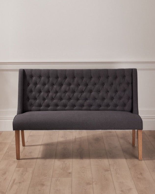 Cannes Button Kitchen Furniture Bench Dining Chair - Charcoal