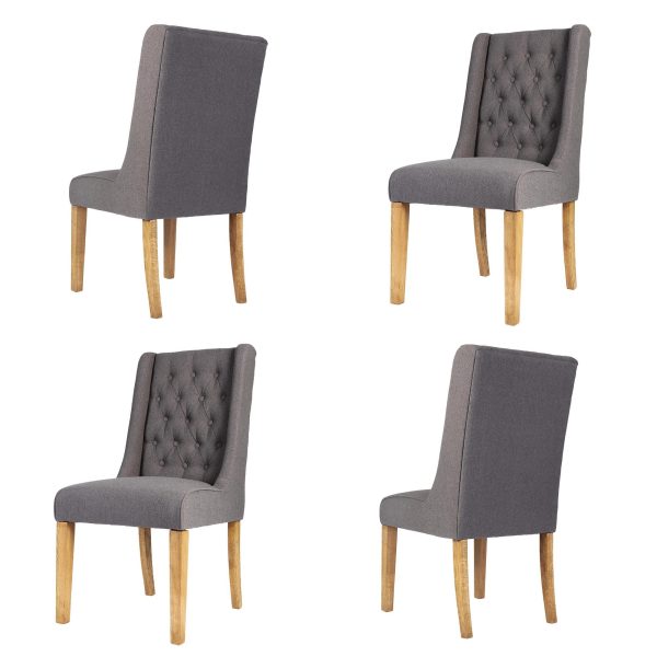 Set of 4 Cannes Button Back Kitchen Furniture Dining Room Chair  Charcoal | Bed Sava