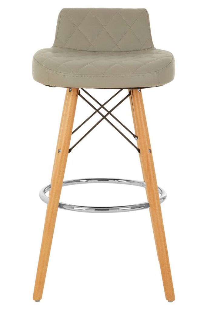 Stockholm Grey Leather Effect Seat Bar Stool