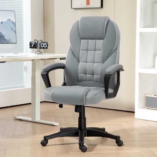 Executive Office Chair High Back Computer Chair with Armrests Grey | Bed Sava