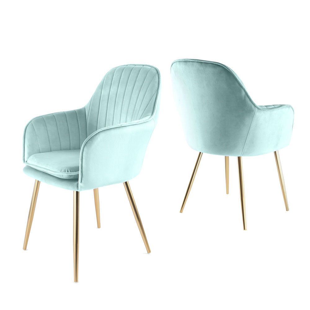 Muse - Set of 2 Accent Chairs in Velvet - Light Blue