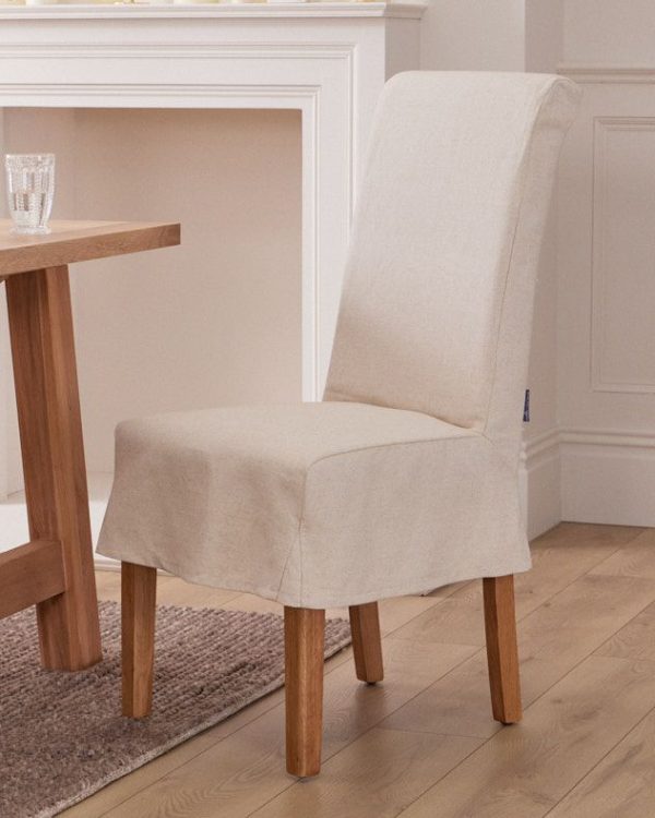 Set of 2 Riviera Loose Cover Kitchen Furniture Dining Room Chair  Natural | Bed Sava