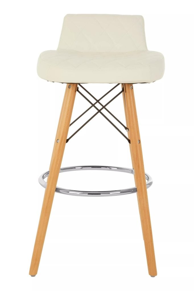 Interiors by Premier Leather Effect Seat Bar Stool, Comfortable Seating Faux Leather Bar Stool, Space-Saver Kitchen Stool