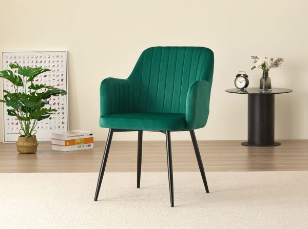 Charlotte Velvet Comfort Dining Chairs  Green  Set of 2 | Bed Sava