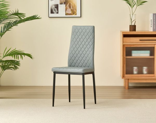 Emily Leather Comfort Dining Chairs  Grey  Set of 4 | Bed Sava