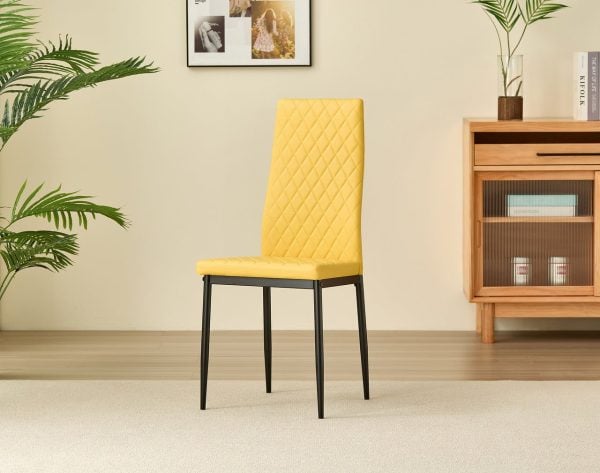 Emily Leather Comfort Dining Chairs  Mustard  Set of 4 | Bed Sava