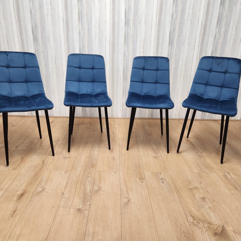 Dining Chairs Set Of 4 Blue Tufted Chairs Velvet Chairs, Soft Padded Seat Chairs