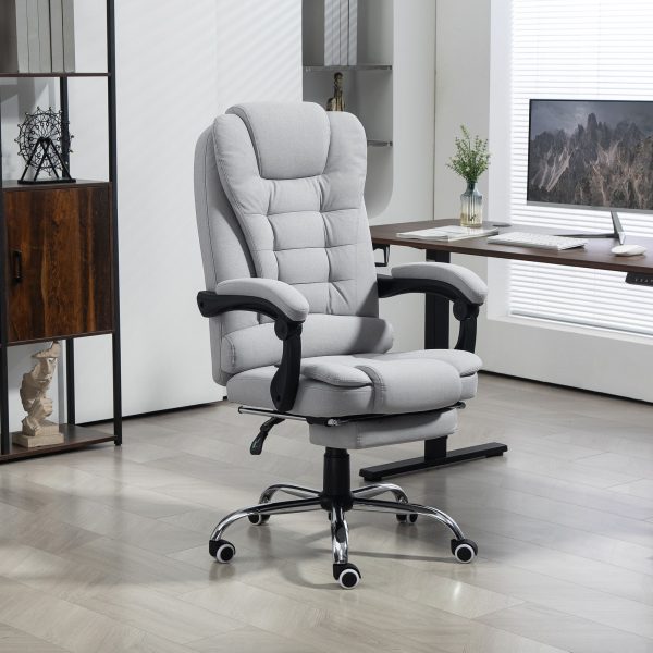 Executive Office Chair Swivel Chair with Footrest Light Grey | Bed Sava