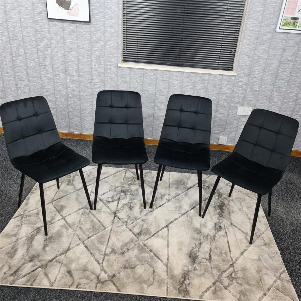 Dining Chairs Set of 4 Black Velvet Kitchen chairs | Bed Sava