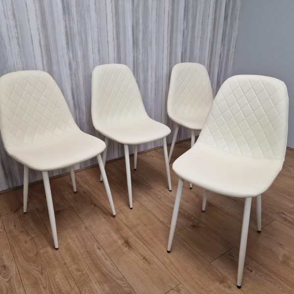 Dining Chairs Set Of 4 Cream Chairs Stitched Faux Leather Chairs Soft Padded Seat Living Room Chairs  Kitchen Chairs | Bed Sava