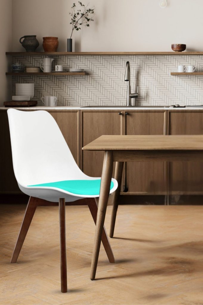 Soho Plastic Dining Chair with Squared Dark Wood Legs