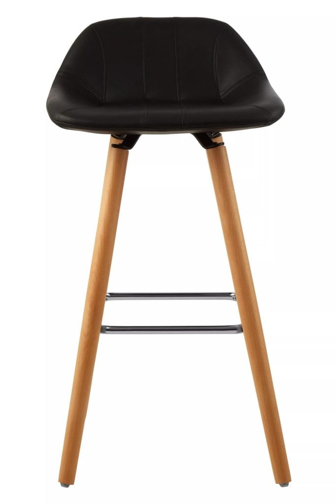 Faux Leather Bar Stool, Comfortable Seating Bar Stool with Back, Easy to Clean Kitchen Bar Stool