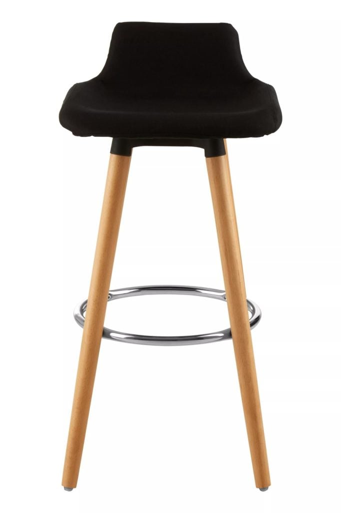 Interiors by Premier Black Bar Stool, Comfortable Seating Breakfast Bar Stool, Space-Saver Kitchen Stool, Easy to Clean Stool