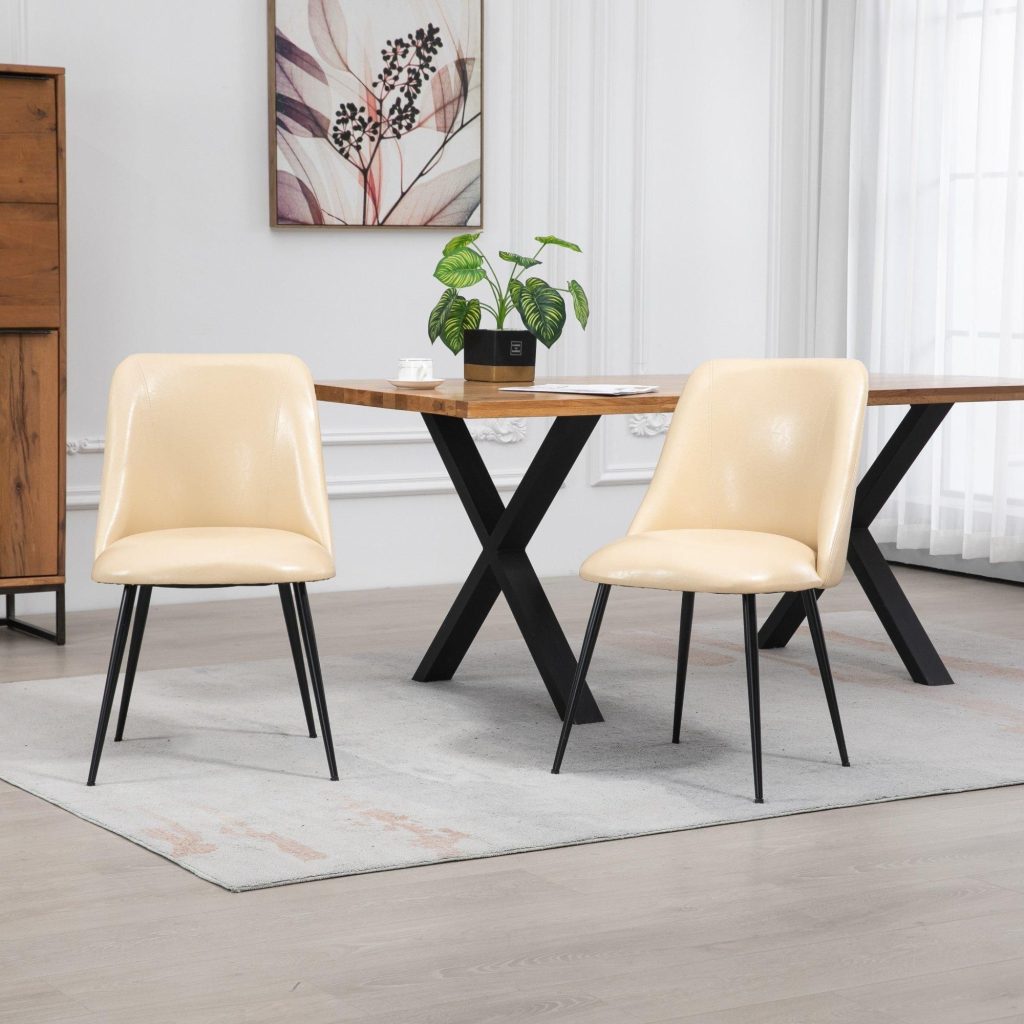 Set of 2 Morandi Faux Leather Dining Chairs - Set of 2
