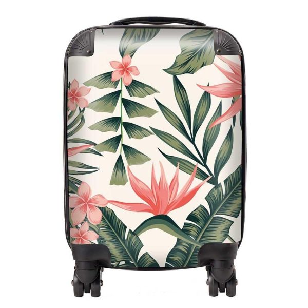 Dark Tropical Green Leaves Suitcase | Bed Sava