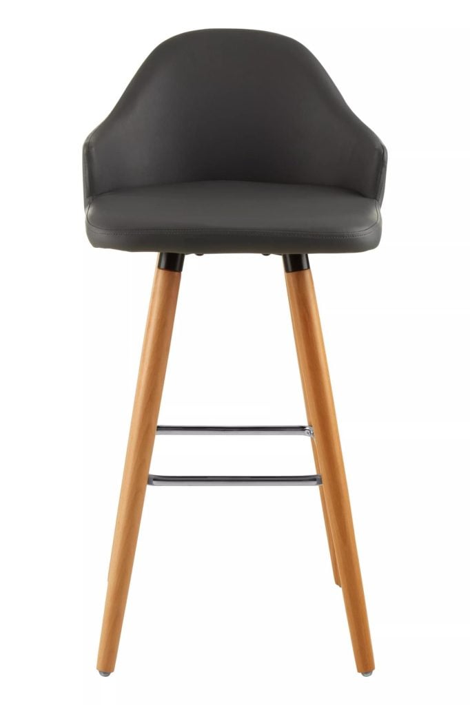 Interiors by Premier Black Curved Backrest Bar Stool, Comfortable Seating Faux Leather Bar Stool, Easy to Clean Kitchen Bar Stool