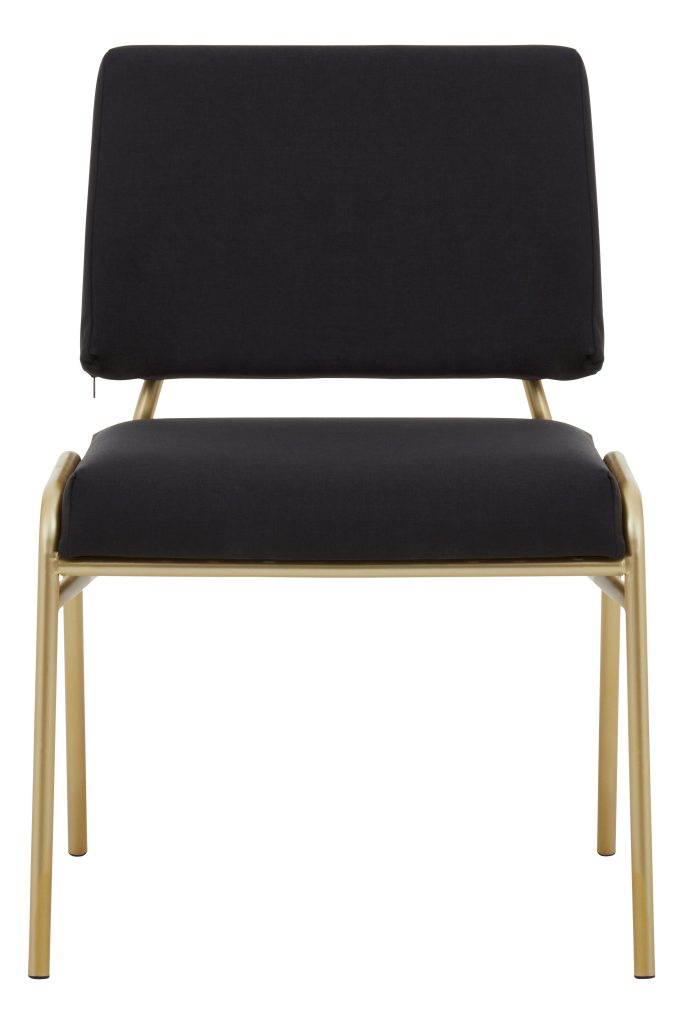 Comfortable Black Linen Chair, Elegant Design Comfortable Chair For Bedroom, Gold Finish Accent Chair