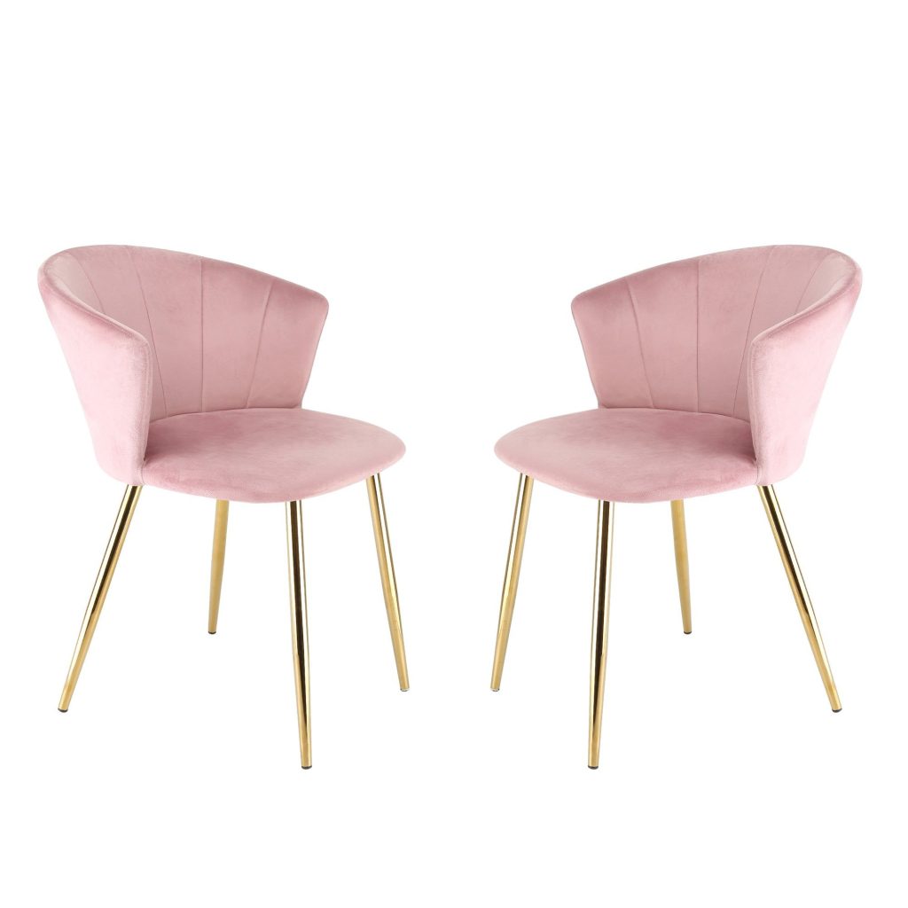 Mill - Set of 2 Velvet Dining Chairs - Pink