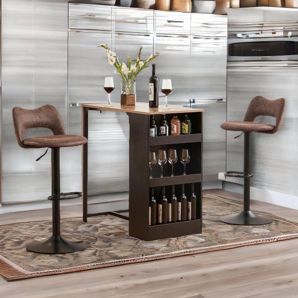 Adjustable Height Retro Brown Bar Stools Set Of 2 | Bed Sava