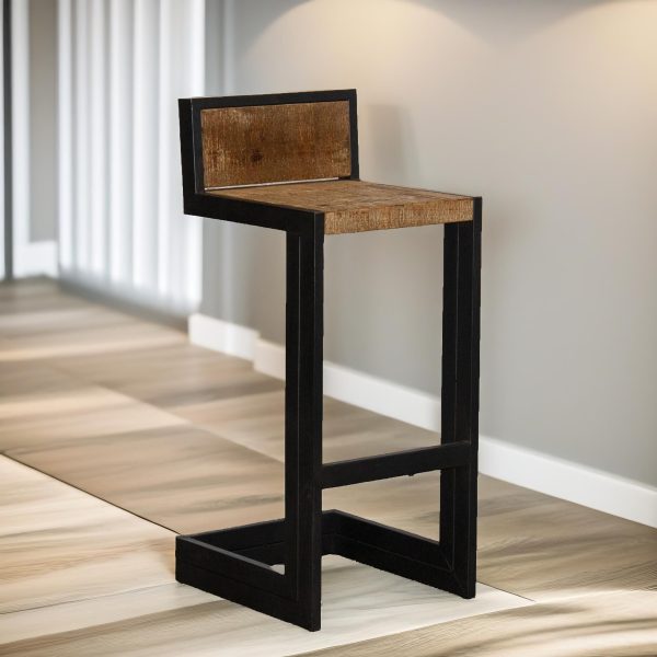 Industrial Retro Bar Chair Stool With Metal Frame And Backrest | Bed Sava