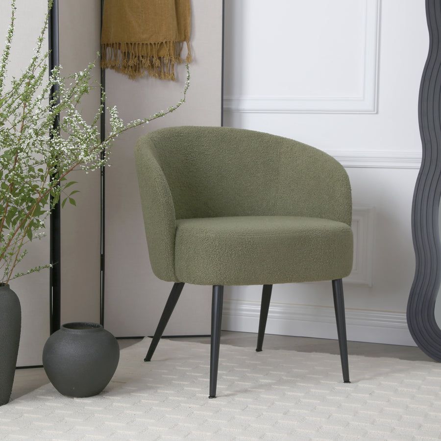 Comodo Armchair in Teddy Fleece Fabric Single Chair Boucle