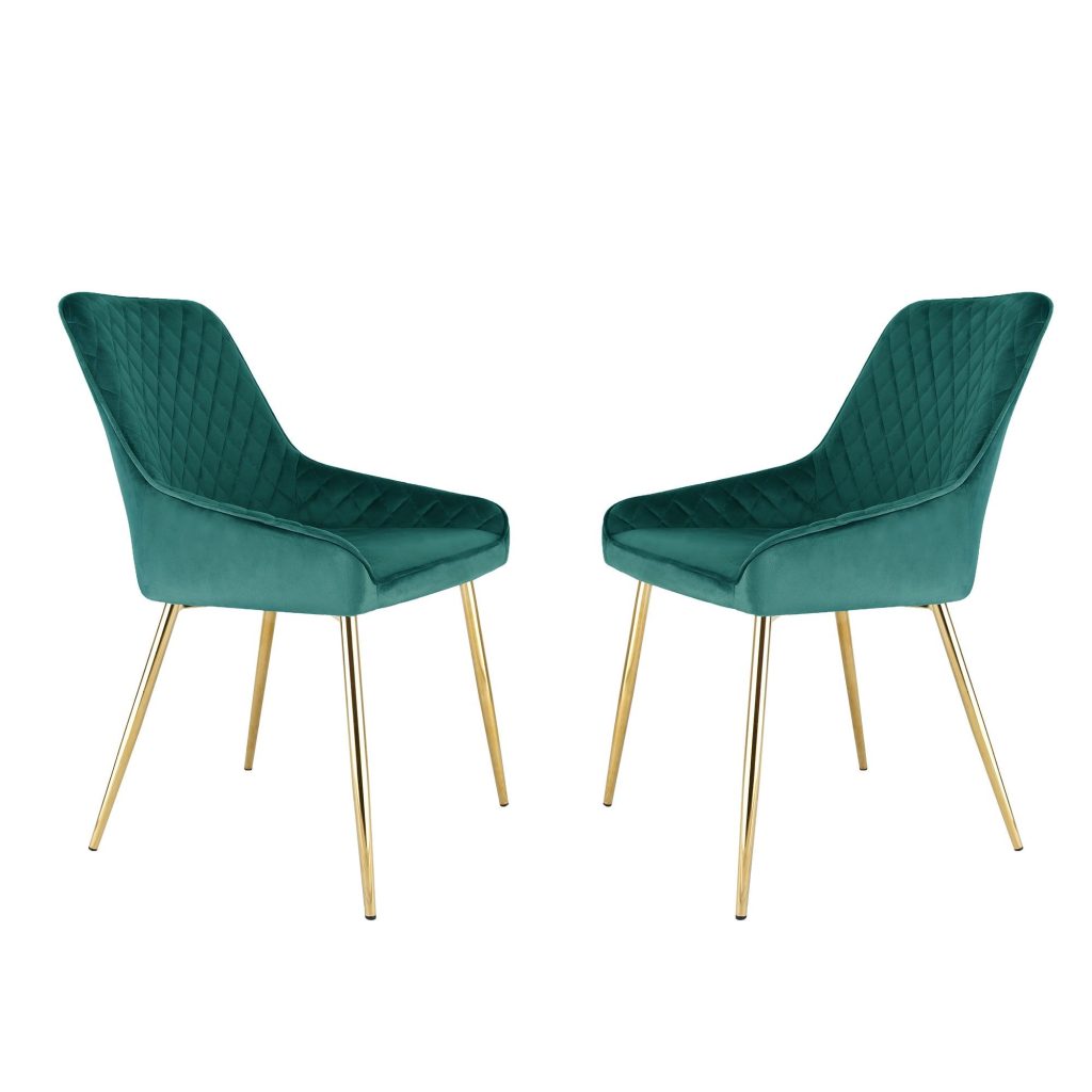 Hamilton - Dining x2 Chair in Velvet - Green